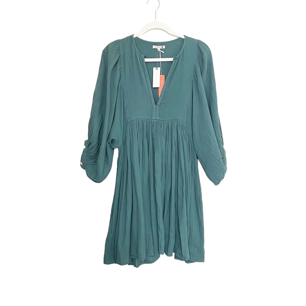 Anthropologie Sundry Blouson Teal Mini Dress NWT